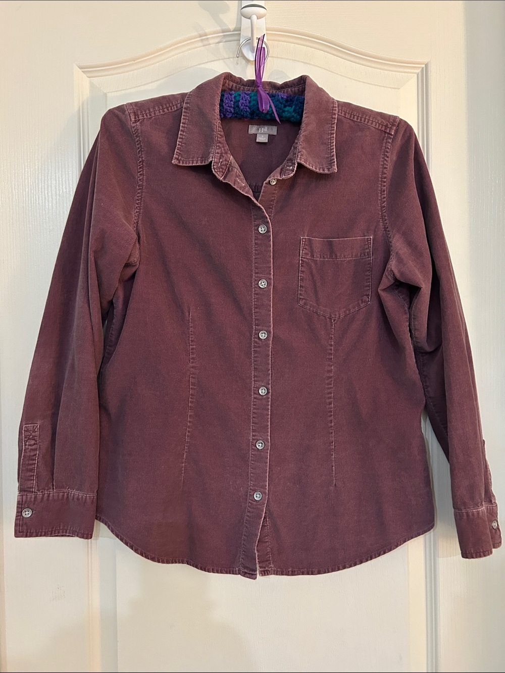 J. Jill Burgundy Corduroy Button-Down Shirt